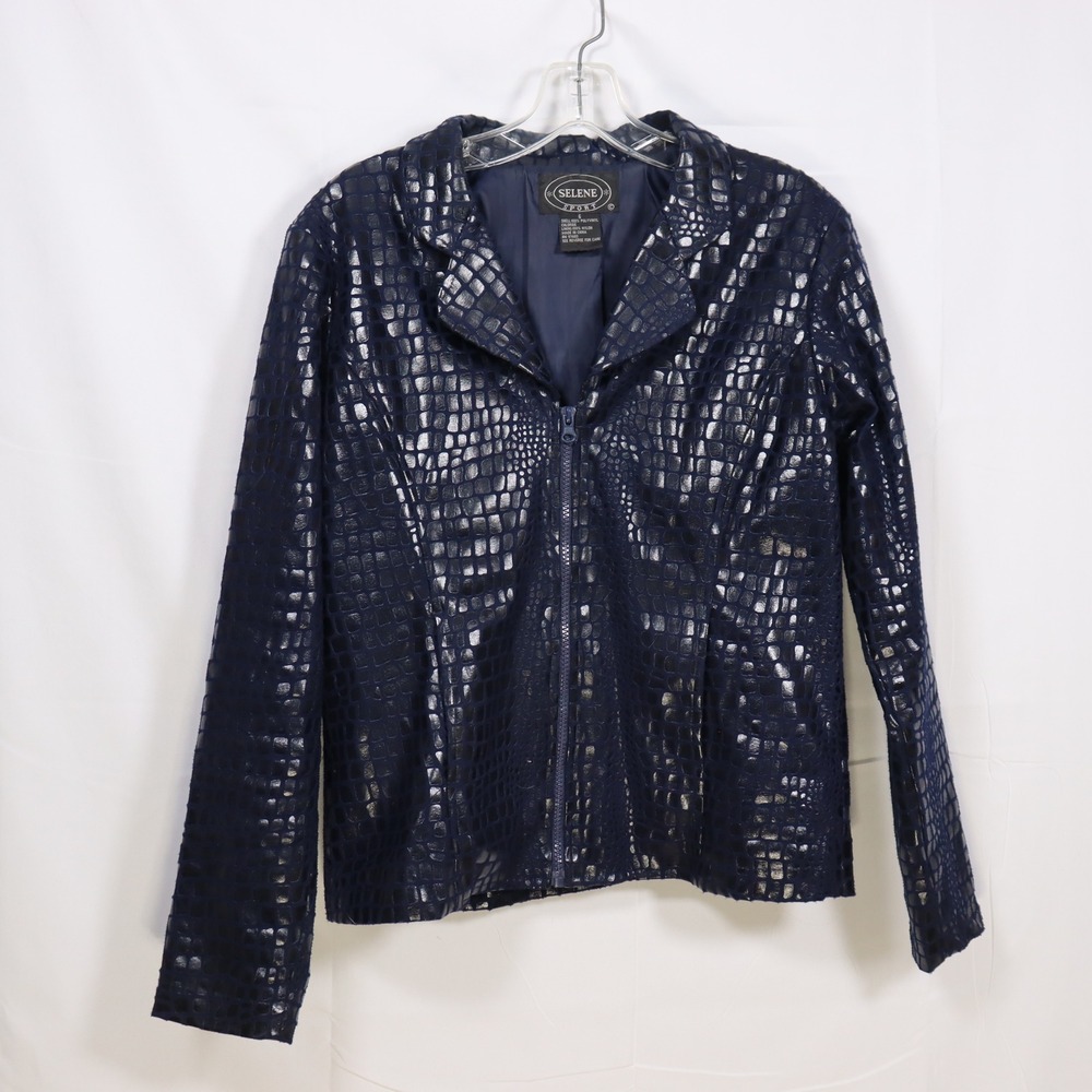 Selene Sport Jacket 6 Blue Womens Mob Wife Animal Print Zip Up